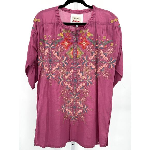 Johnny Was Biya Violet Irma Embroidered 3/4 Sleeve‎ Blouse Small B11423B6 New - Picture 4 of 10